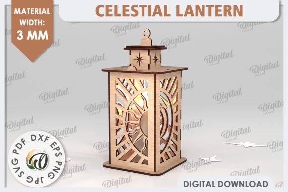 3D Celestial Lantern Laser Cut Design: Crafting Magic