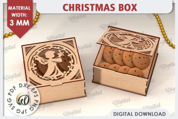 3D Christmas Gift Box Laser Cut: Digital Designs for Festive Craft