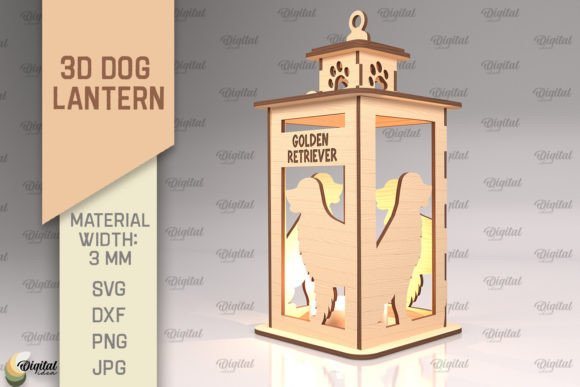 3D Dog Lantern Laser Cut & 3D Lamp SVG Designs