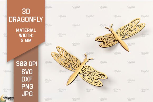 3D Dragonfly SVG Designs for Laser Cut Projects