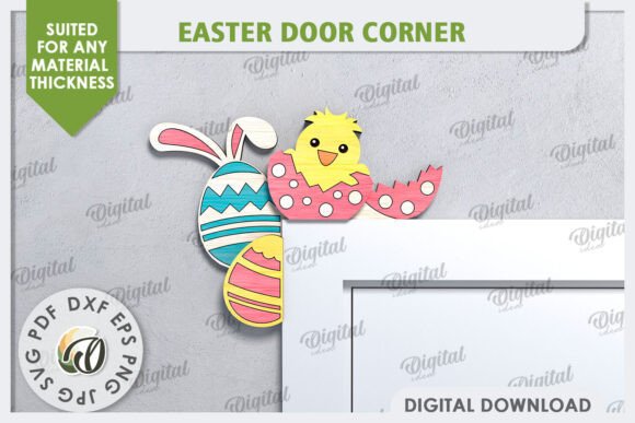 3D Easter Door Corner Laser Cut Designs