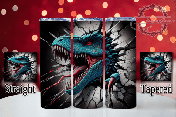 3D Funny Dinosaur Break Wall Tumbler Design