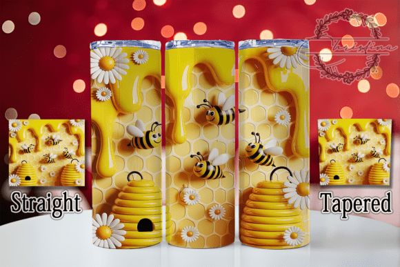 3D Inflated Honey Bee Tumbler Design