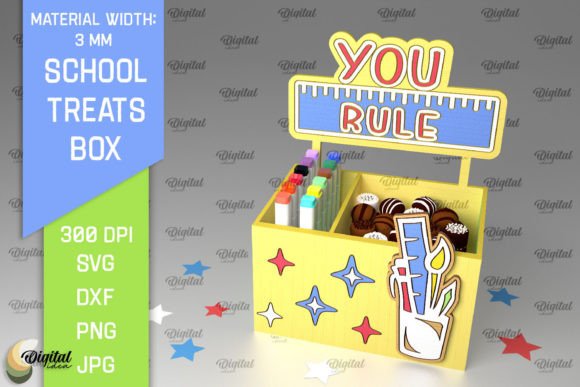 3D School Treats Box Laser Cut: Creative Digital Design