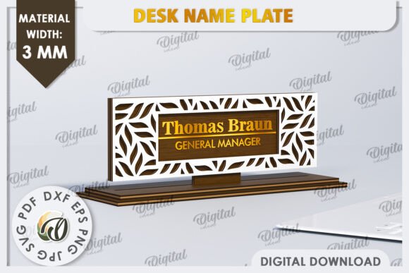 3D Wooden Desk Name Plate Laser Cut