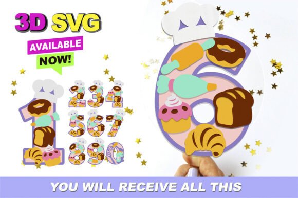 Bakery Numbers 3D SVG: Perfect for Cake Toppers and Crafts