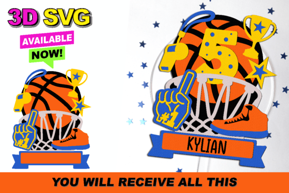 Basketball Cake Topper 3D SVG: Instant Download Design