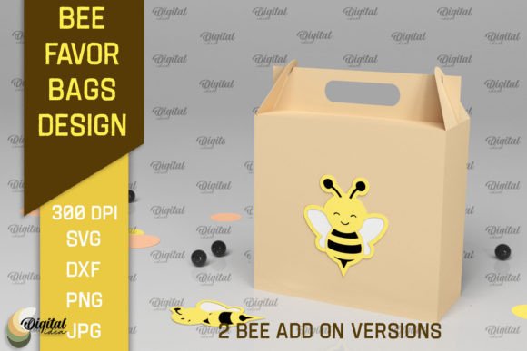 Bee Favor Bag PaperCut. 3D Favor Box SVG