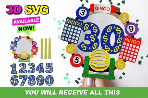 Bingo Cake Topper 3D SVG: Instant Download for Cricut