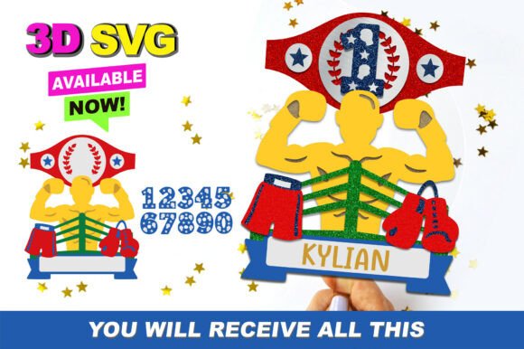 Boxing Cake Topper 3D SVG: Instant Download Design