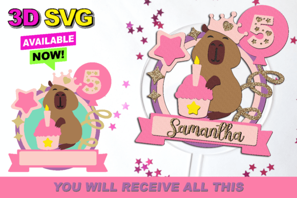 Capybara Shaker Cake Topper 3D SVG for Cricut Projects