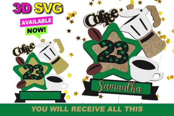 Coffee Cake Topper 3D SVG: Instant Download Design Magic