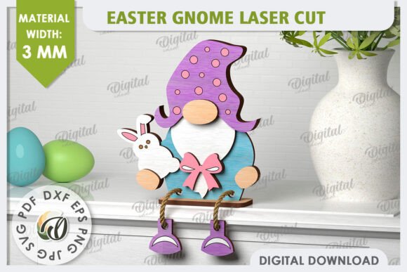 Create a charming 3D Easter Gnome for your spring decor with our versatile laser cut design.