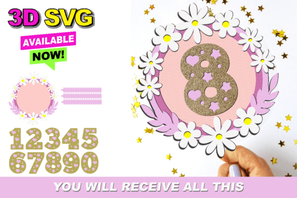 Daisies Cake Topper 3D SVG: Instant Download Craft Files