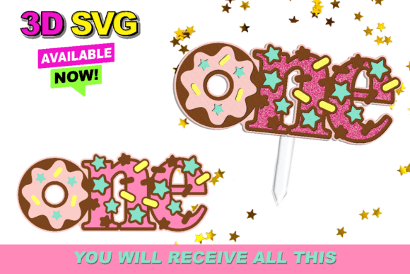 Donut One Topper 3D SVG for Instant Creative Projects