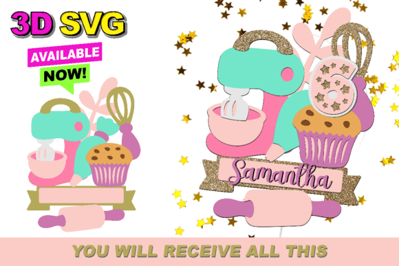 Little Bakery Cake Topper 3D SVG: Creative Design Files