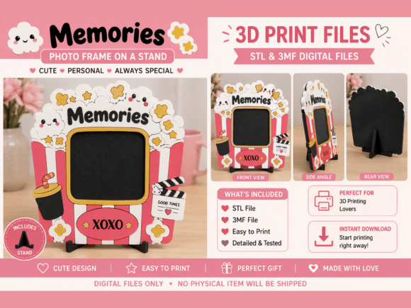 Memories Photo Frame STL 3D Print: A Sweet Popcorn Display