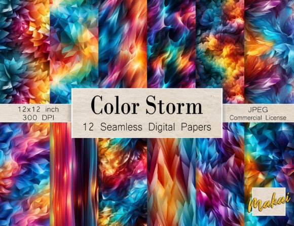Modern 3D Rainbow Seamless Patterns: Bold Digital Papers