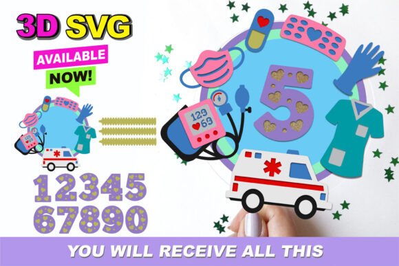 Nurse Cake Topper 3D SVG: Creative Download