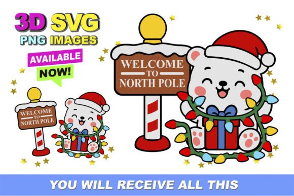 Polar Bear Christmas Topper 3D SVG: Festive Designs Instantly