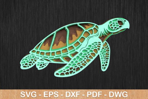 Sea Turtle 3D Layered Laser Cut Design for Your Projects