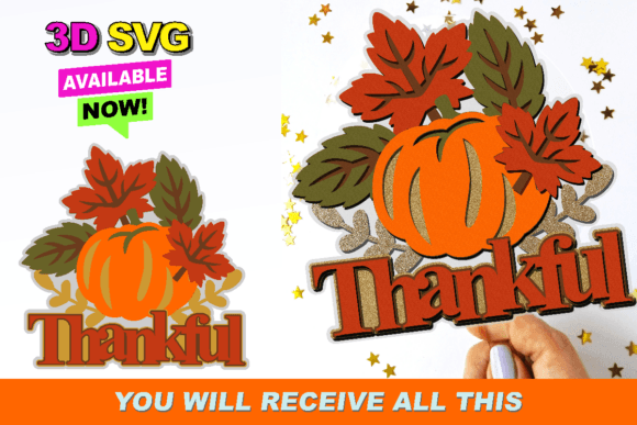 Thanksgiving Cake Topper Pumpkin 3D SVG for Crafts