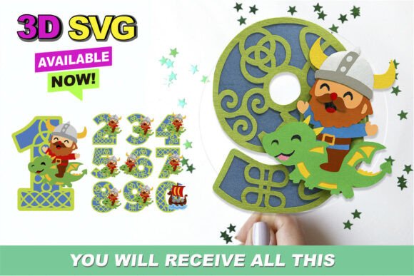 Viking Numbers 3D SVG: Bold Typography for Epic Projects